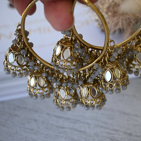 AMRIT- mirror jhumka hoop earrings