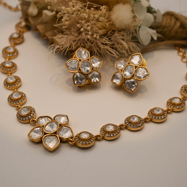 LALEH- moisanite stone choker or necklace with stud earrings