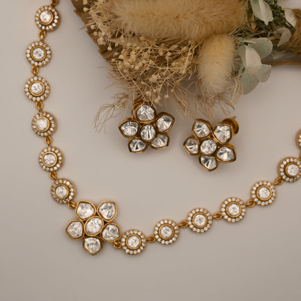 LALEH- moisanite stone choker or necklace with stud earrings