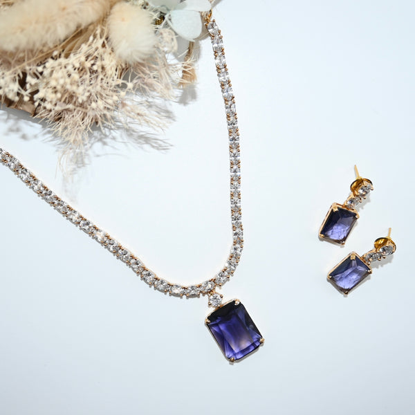 MEHRNAZ- elegant purple stone necklace and earring set