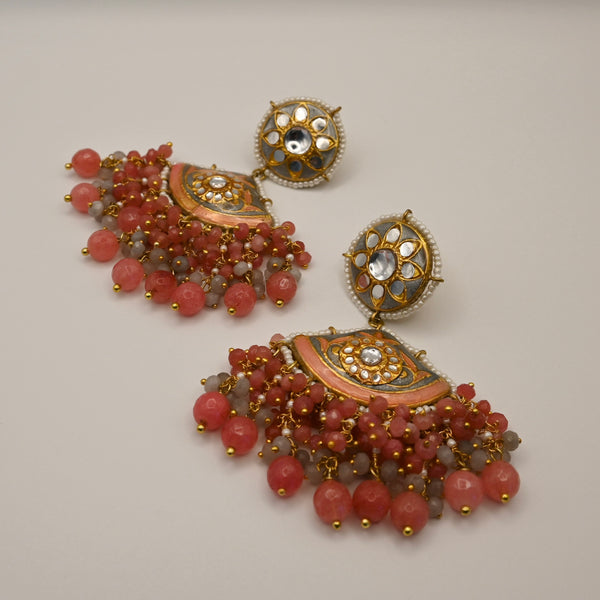 Shona- colourful large meenakari & kundan earrings