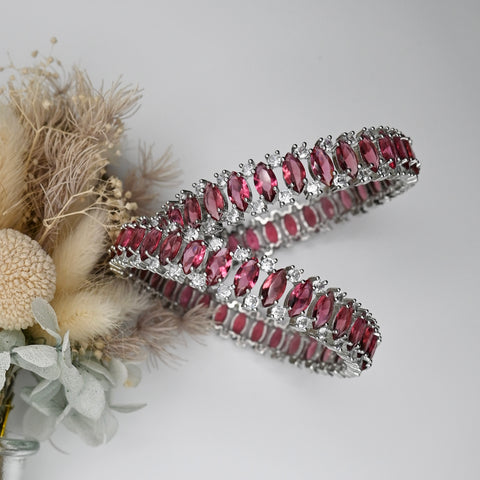 Sami- Cubic zirconia bangles with green or ruby hues