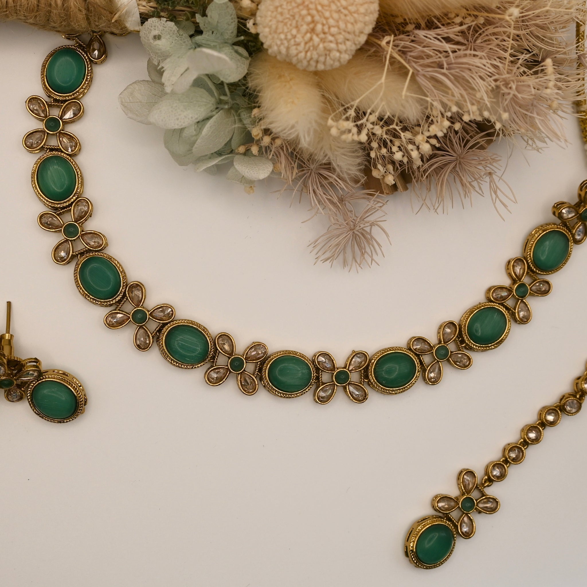 Tuva- green and mehndi gold polish three piece set