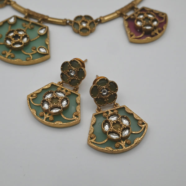 SHIRIN- glass stone handcrafted necklace and earrings set