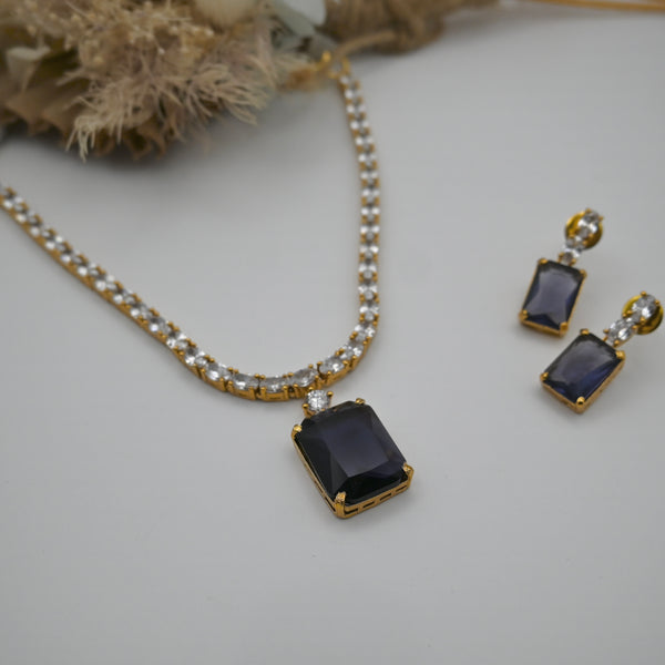 MEHRNAZ- elegant purple stone necklace and earring set
