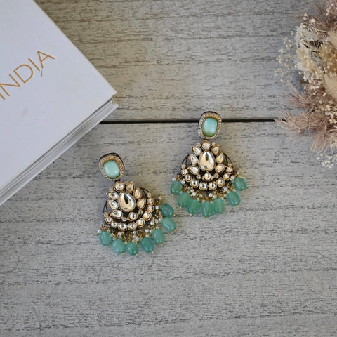 LEAH - kundan earrings with Monalisa stone