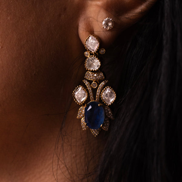 Sonata-Moissanite stone necklace with yellow, blue and mint green hues and matching earrings. AVAILABLE FOR PRE ORDER ONLY