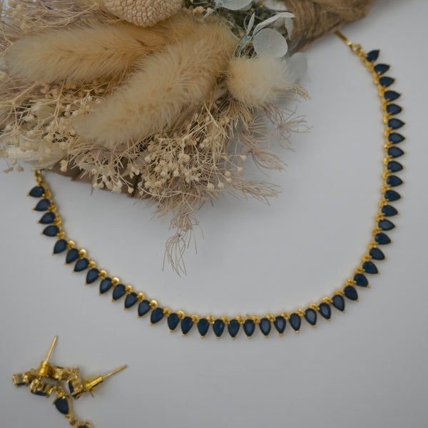 MANDANA- elegant CZ set with Navy stones