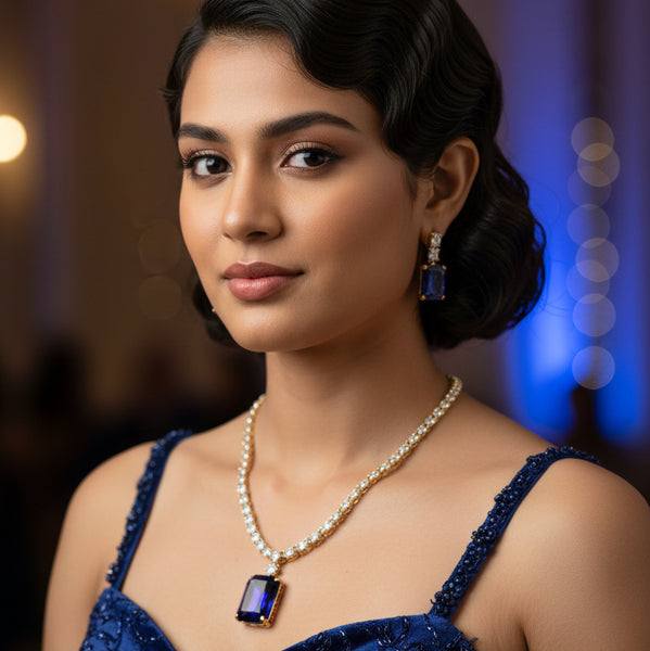 MEHRNAZ- elegant purple stone necklace and earring set