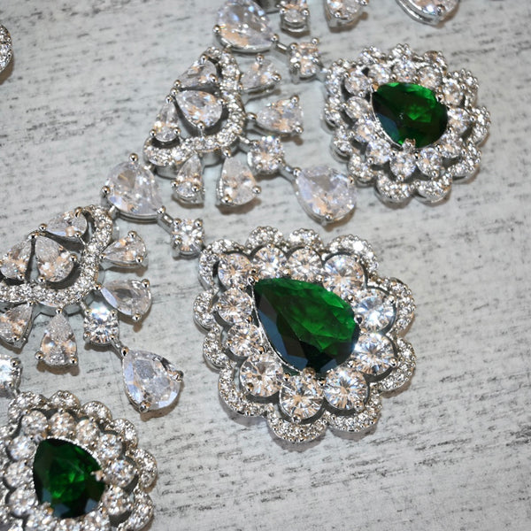 ADDI ~ Cubic Zirconia bridal set in Emerald Green