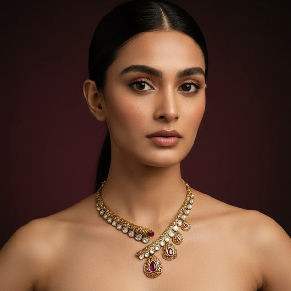 ELI- statement kundan choker and earrings