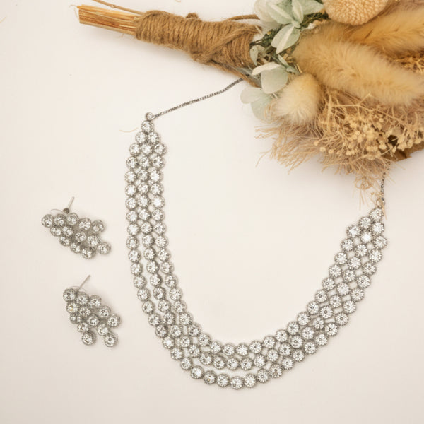 RANIA- CZ layered necklace and earrings