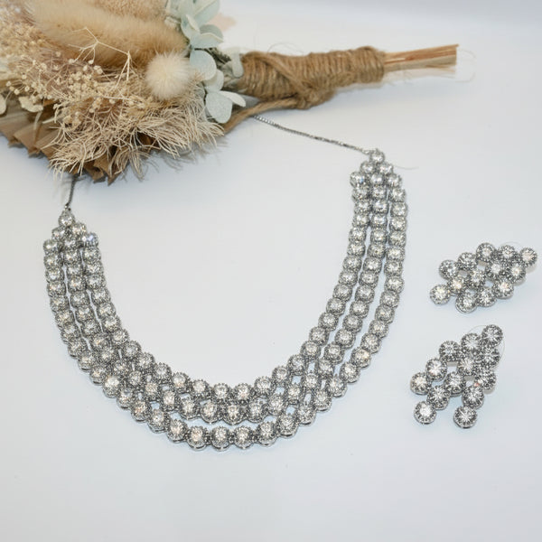 RANIA- CZ layered necklace and earrings