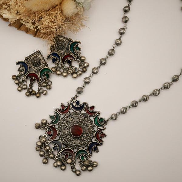 VALENCIE- German silver oxidised lightweight necklace and earrings