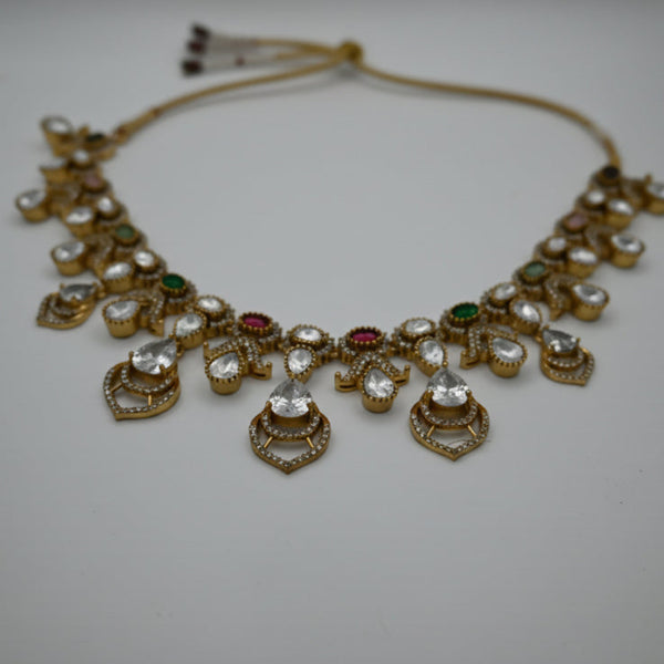 KIMIA- Moissanite Stone multi coloured necklace and earring set