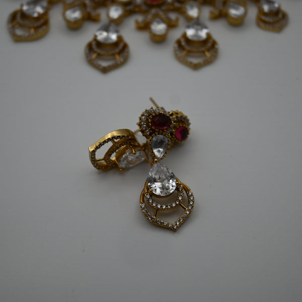 KIMIA- Moissanite Stone multi coloured necklace and earring set